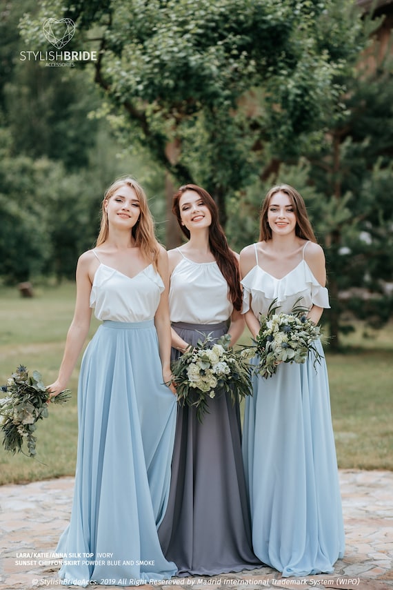 Smoke Blue Bridesmaid Dresses