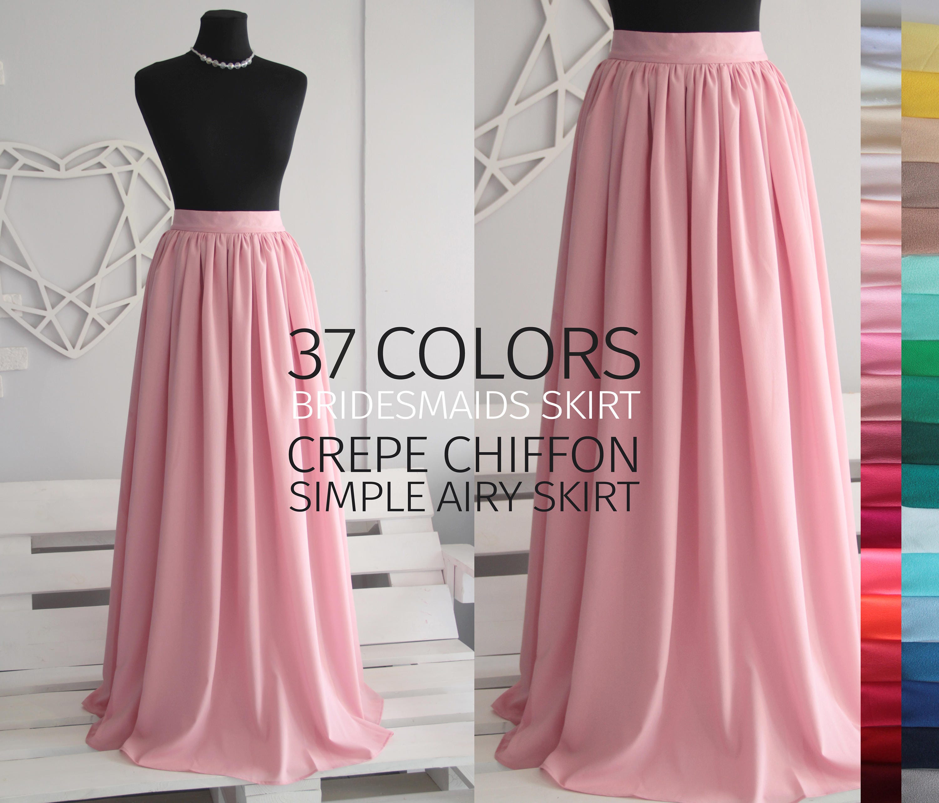 Crepe Chiffon Simple Skirt Bridesmaids Flame Chiffon Skirts - Etsy ...