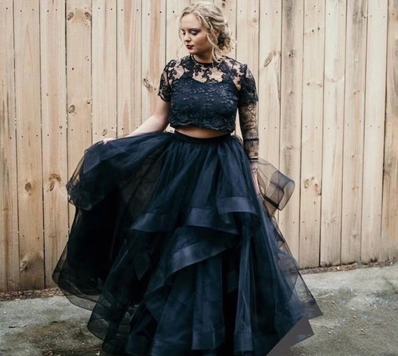 Black High-low Lace Top Bridesmaid Dress Black High-low Lace Top Bridesmaid Dress