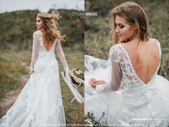 macrame lace wedding dress