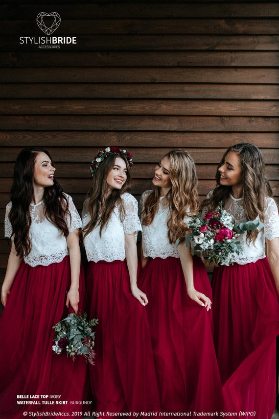 burgundy bridesmaid skirt