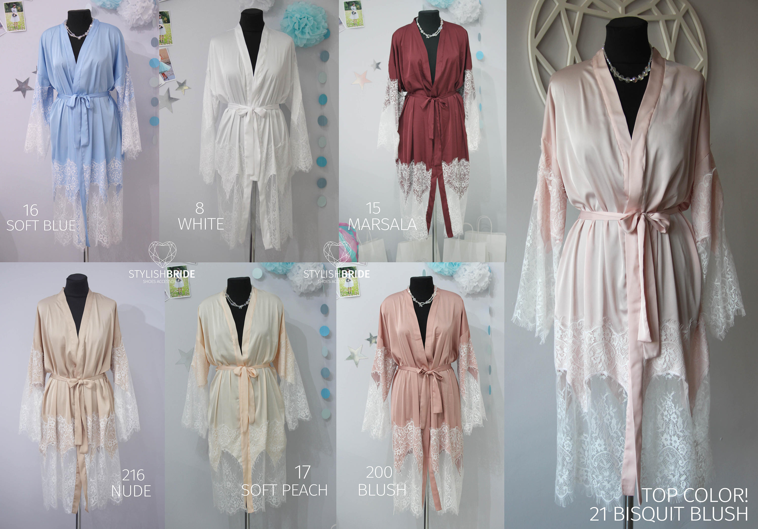 Soft Blue Bridal Silk Robe With Lace Silk and Lace Etsy