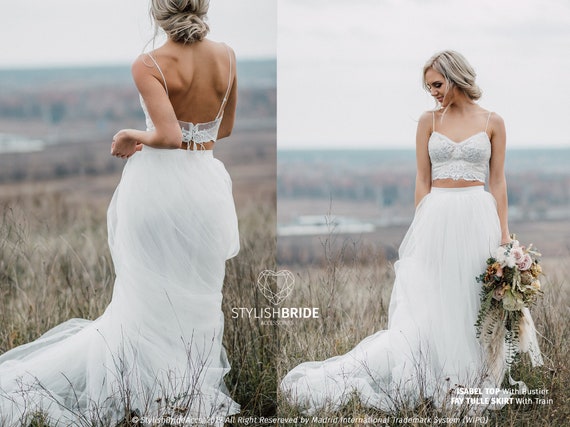 spaghetti strap boho wedding dress