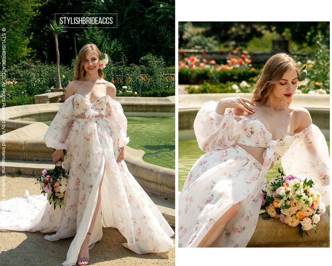Bellamy Separates: Floral Print Organza off Shoulder Maxi - Etsy