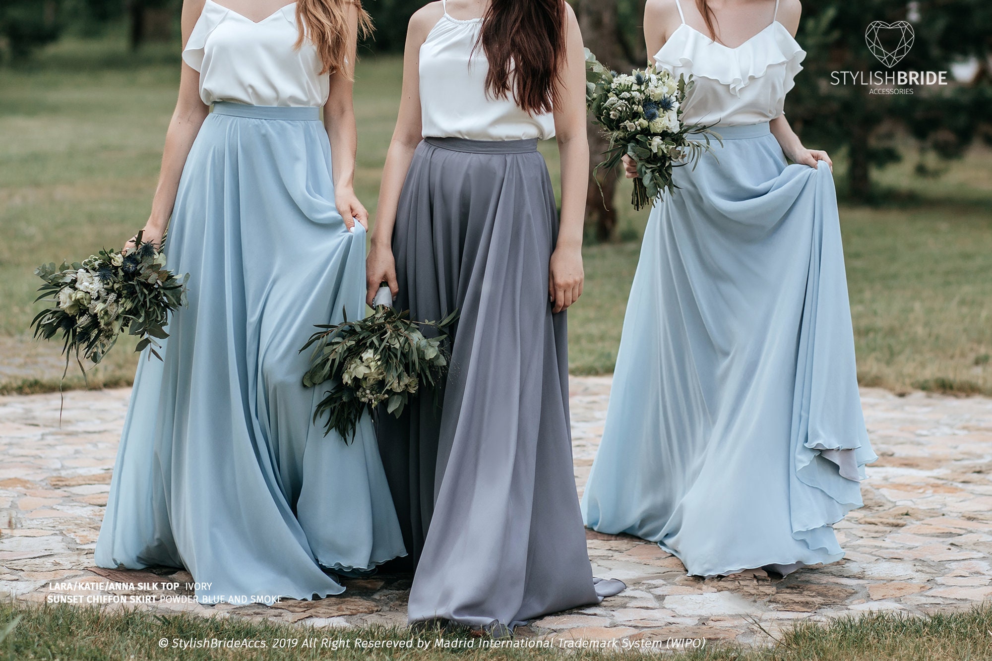 Smoke Blue Bridesmaid Dresses