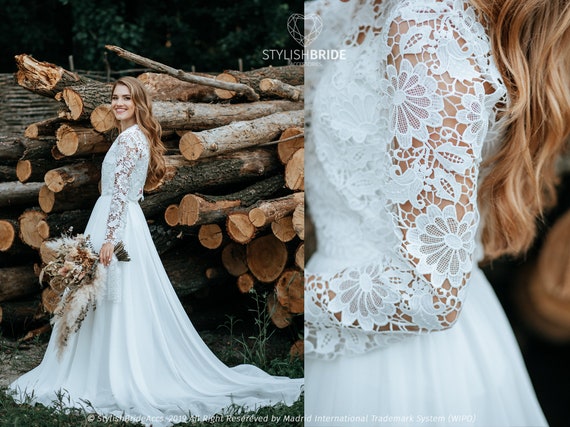 macrame lace wedding dress