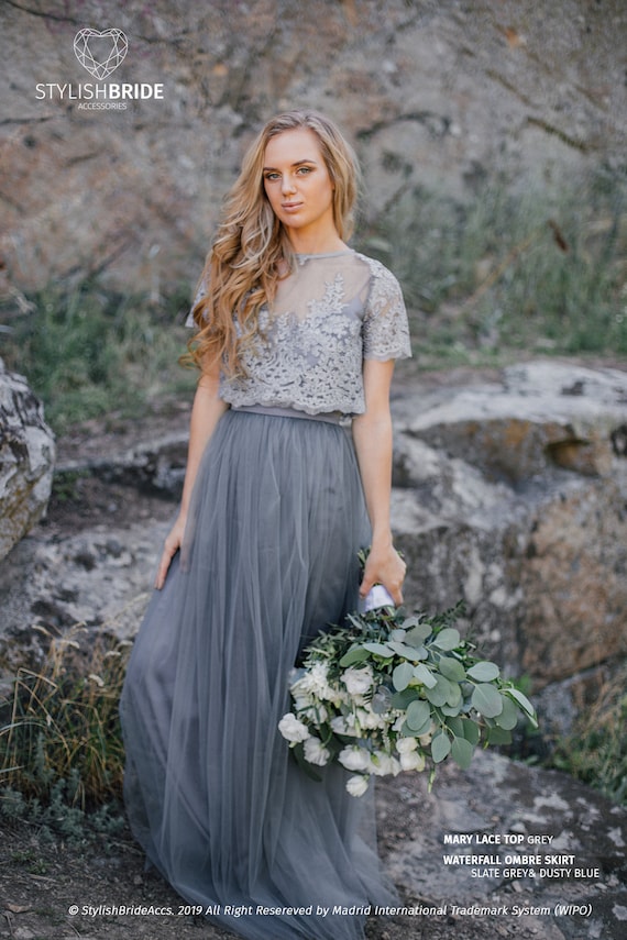 slate grey long dress