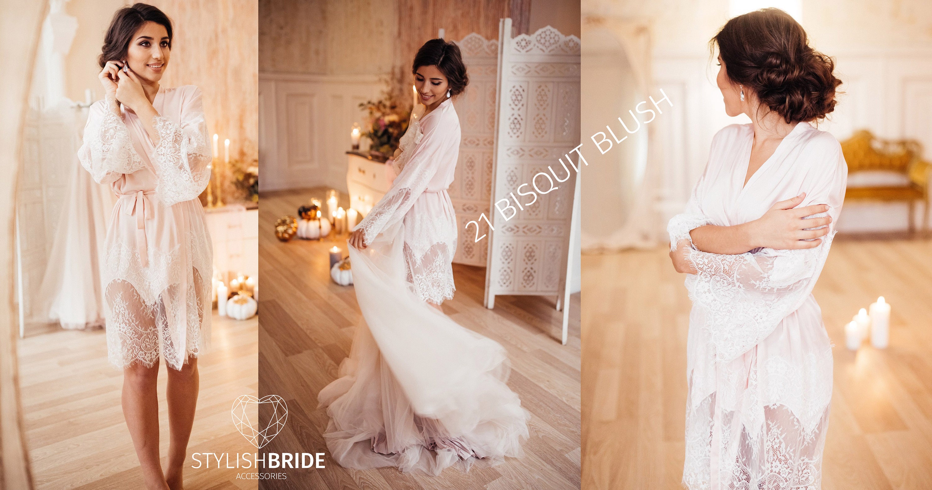 Soft Blue Bridal Silk Robe With Lace Silk and Lace Etsy