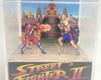 Cubo de exhibición de dioramas del videojuego retro Street Fighter II
