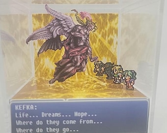 Cubo de exhibición de dioramas del videojuego retro Final Fantasy 6