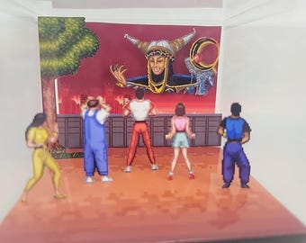 Cubo de exhibición de dioramas de videojuegos retro Mighty Morphin Power Rangers