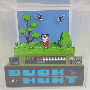 Duck Hunt Retro Video Game Diorama Display Cube