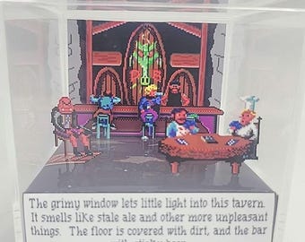 Cubo de exhibición de dioramas de videojuegos retro Quest for Glory 1