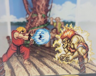 Cubo de exhibición de dioramas del videojuego retro Street Fighter II