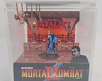 Cubo de exhibición de dioramas del videojuego retro Mortal Kombat II
