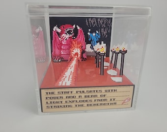 Cubo de exhibición de dioramas de videojuegos retro Shadowgate