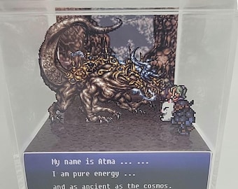 Cubo de exhibición de dioramas del videojuego retro Final Fantasy 6