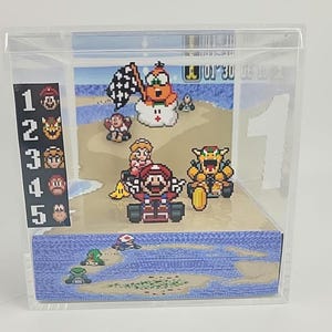 Super Mario Kart Retro Video Game Diorama Display Cube