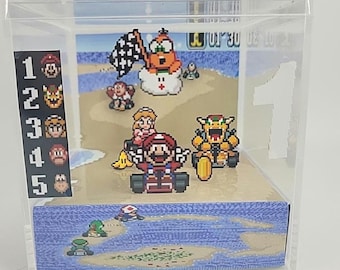 Cubo de exhibición de dioramas del videojuego retro Super Mario Kart