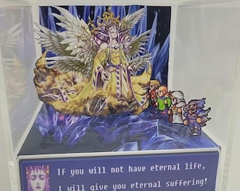 Cubo de exibição de diorama de videogame retrô Final Fantasy 2