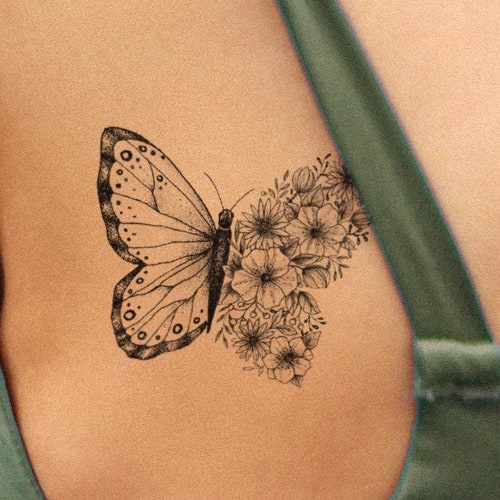 Butterfly Tattoo / Fake Tattoo / Black and White Butterflies - Etsy
