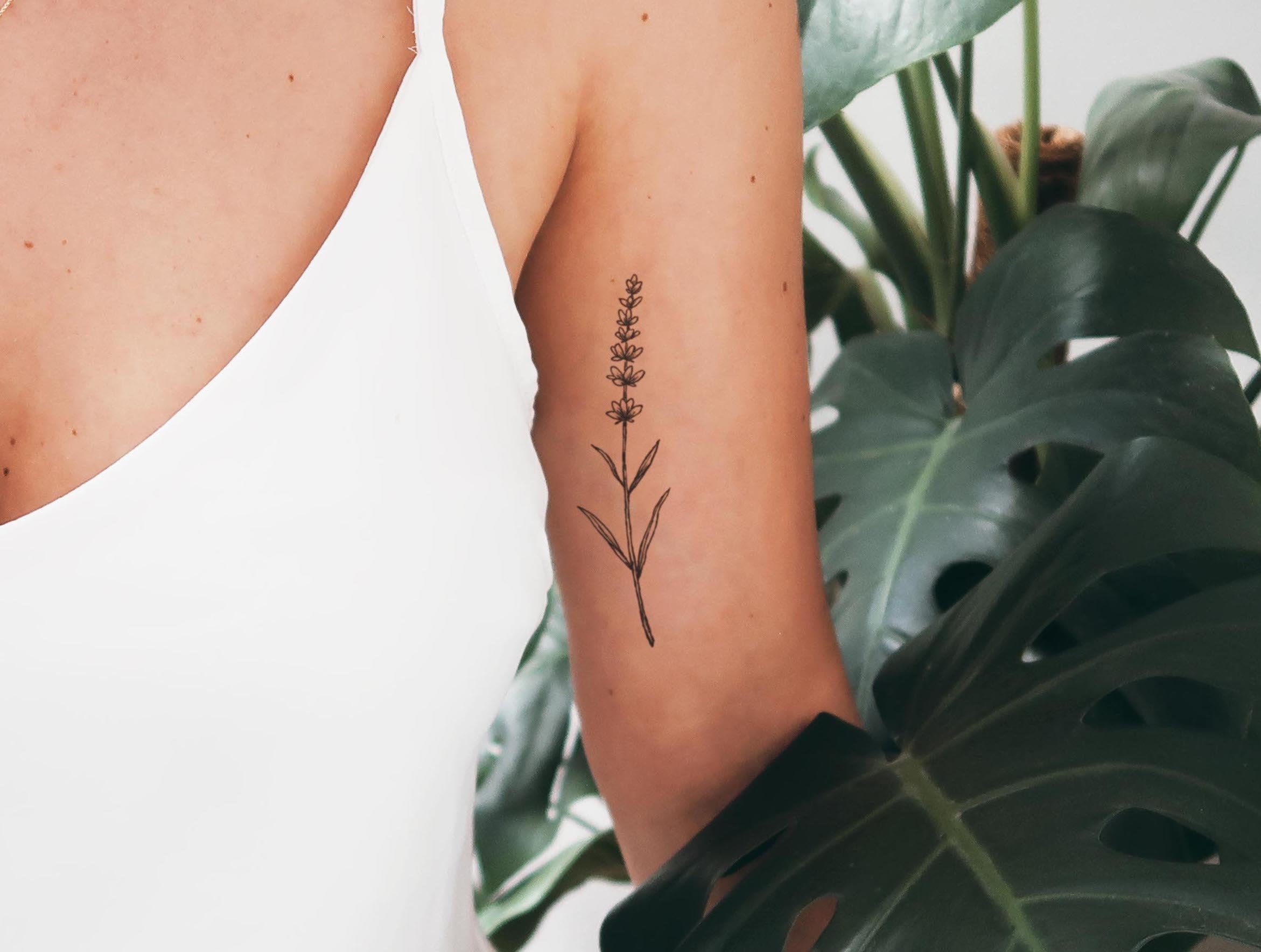 Lavendel Tattoo Florales Tattoo Fake Tattoo Temporares Etsy