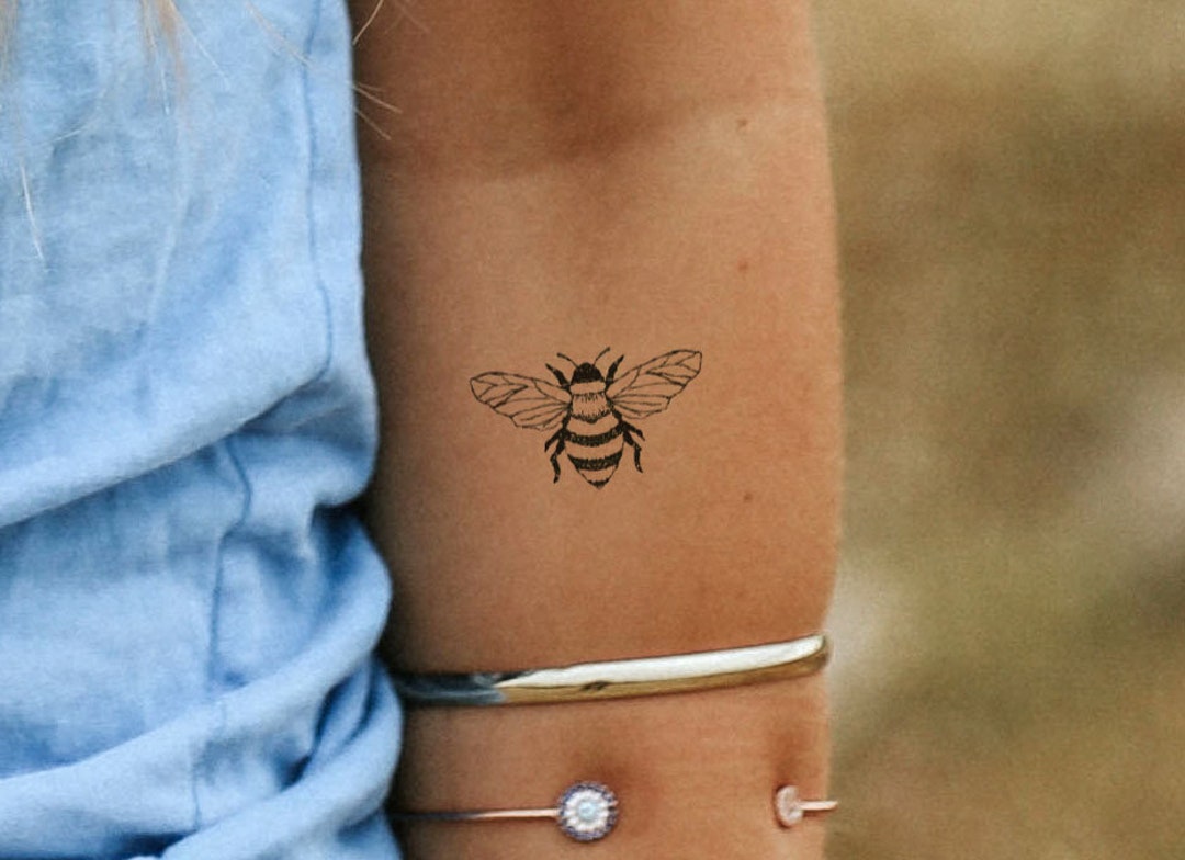 Bee Tattoo / Bumblebee Tattoo / Moth Finger Tattoo / Black and - Etsy Bee Tattoo / Bumblebee Tattoo / Moth Finger Tattoo / Black and - Etsy
