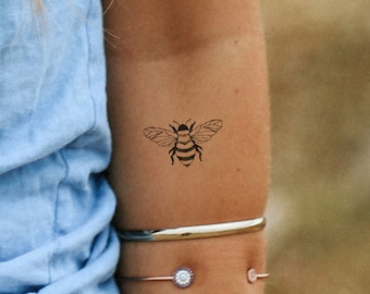 Bee Tattoo / Bumblebee Tattoo / Moth Finger Tattoo / Black and - Etsy Bee Tattoo / Bumblebee Tattoo / Moth Finger Tattoo / Black and - Etsy