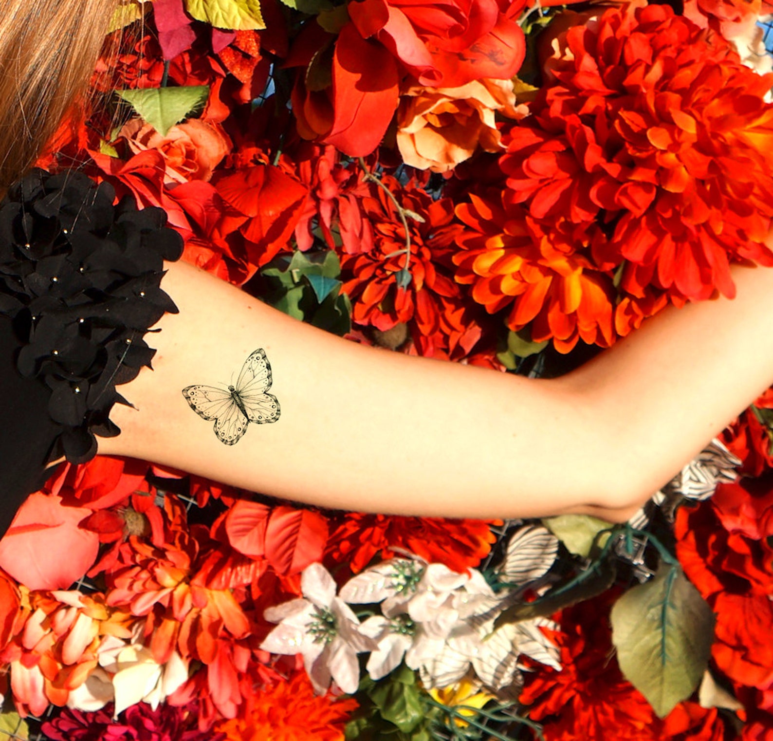 Butterfly Tattoo / Fake Tattoo / Black and White Butterflies Etsy