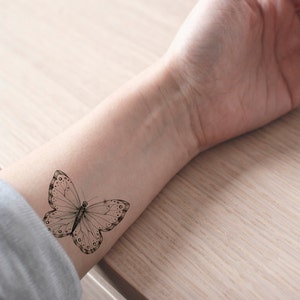 Butterfly Tattoo Fake Tattoo Black And White Butterflies Etsy