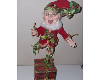 Mark Roberts Hollyberry Elf Koushouder 13,5" Kerst Mantel Decor Met Doos