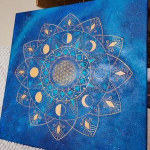 Mandala painting, mandala astral, hecho a mano, blue mandala, handmade painting, geometria sagrada, sacred geometry, spiritual art, mandala