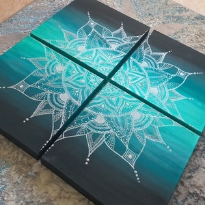 4 panels mandala,handmade painting,acrylic painting, Mandala Art, , sacred geometry,original painting,spiritual art, fine art