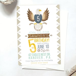 Bald Eagle Birthday Invitation, Printable DIY Invitation, Kids Eagle Party Invitation