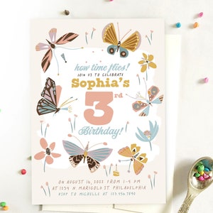 Butterfly Birthday Invitation, Bohemian Butterfly Invitation, Kids Butterfly Party, Kids Butterfly Birthday, Whimsical Butterfly Invitation