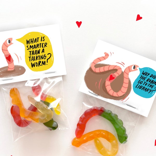 Kids Classroom Valentine, Worm Valentine, Teacher Valentine, Boy Valentine, Non Lovey Valentine, Girl Valentine