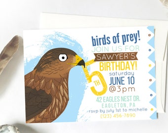 Hawk Invitation, Birds of Prey Invitation, Printable Hawk Invitation