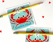 Funny Class Valentine, Pencil Class Valentine, Kids Classroom Candy Valentine, Crab Valentine, Teacher Valentine, Funny Crab Valentine