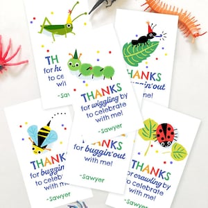 Bug Party Favor Tag, Printable Insect Favor Tag, Bug Birthday Party Favor Tag, Digital Bug Tag