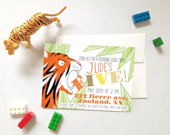 Invitación imprimible para fiesta de cumpleaños de tigre