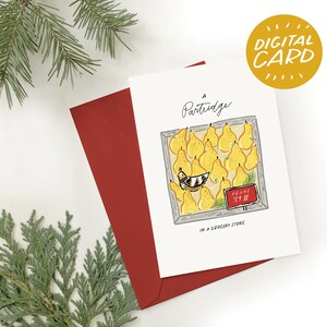 Carte de vacances numérique drôle, 12 jours de carte de Noël, carte de Noël imprimée à la maison, carte de vacances perdrix drôle