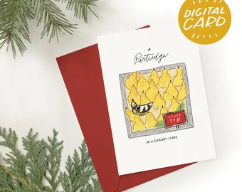 Digital Holiday Card Funny, 12 Days of Christmas card, Print at Home Christmas Card, Partridge Holiday Card Funny