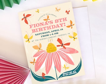 Butterfly Birthday Party, Flower Butterfly Birthday Invitation, Garden Birthday Invitation, Bohemian Butterfly Invitation