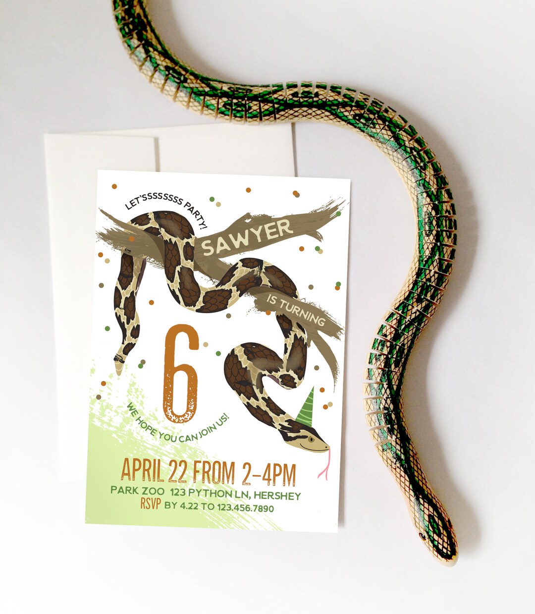 Python Party Invitation, Printable DIY Invitation Snake, Burmese Pyton ...