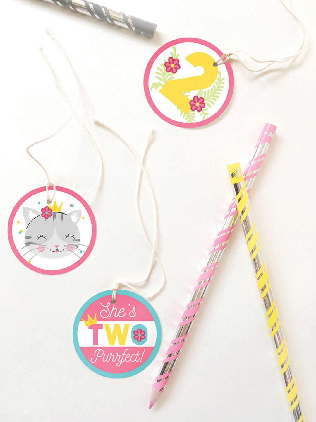 Kitty Cat Birthday Party Favor Tags Cat Party Cupcake Etsy