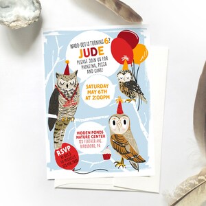 Uil verjaardagsuitnodiging, uilenfeestje, uil verjaardagsuitnodiging