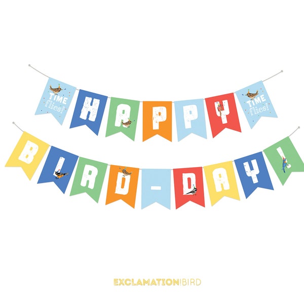 Bird Happy Birthday Banner, Bird Birthday Party, Bird Party Banner, Bird Banner, Happy Bird-Day