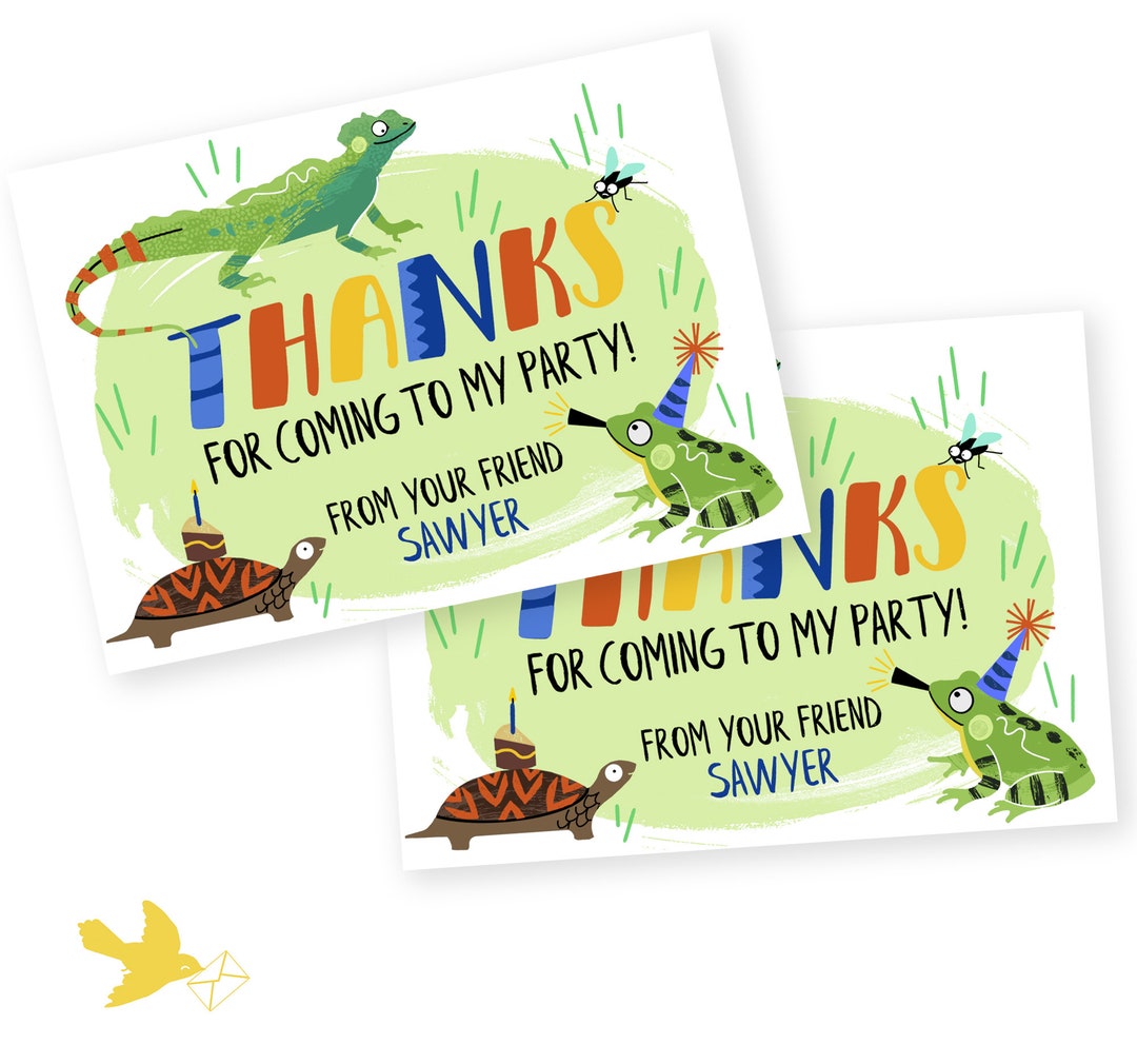 Lizard Thanks Creature Party Favor Tag, Nature Favor Tag, Reptile Thank You Card ...