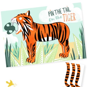 Digital Tiger Party Game Printable, Pin the tail on the Tiger, Custom Tiger Party Game Digital File
