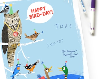 Bird Birthday Poster, Bird Party Poster, Owl Birthday Party Sign, Duck Birthday Party Sign